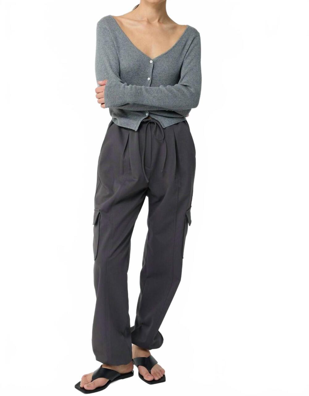 NEW ALMINA CONCEPT women's cropped v neck cardigan in grey